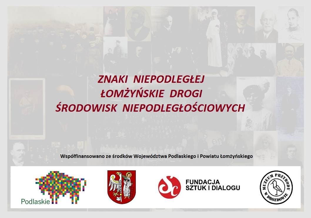 ZNAKI NIEPODLEGŁEJ - ŁOMŻYŃSKIE DROGI ŚRODOWISK NIEPODLEGŁOŚCIOWYCH -grafika znaki niepodleglej